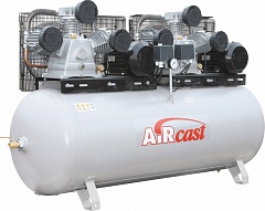 Поршневой компрессор Remeza AirCast LB75T (5.5 + 5.5)кВт / 380В на двух головках на горизонтальном ресивере объемом 500 литров